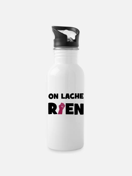 On lâche rien ! - Gourde avec paille intégrée - blanc
