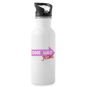 One Way Jesus lettering as a cool gift idea - Water bottle with straw - white - Right