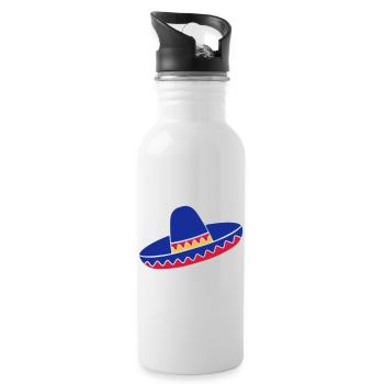 Sombrero Azul de Fiesta - Water bottle with straw - white - Right