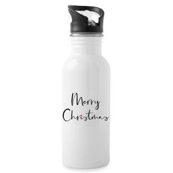 Merry Christmas Stern Geschenk Weihnachten - Trinkflasche mit integriertem Trinkhalm - Weiß - Rechts