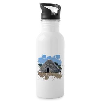 Die weißen Trulli Häuser in Alberobello - Trinkflasche mit integriertem Trinkhalm - Weiß - Rechts