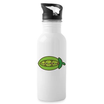 Cute peas Smile Kawaii - Water bottle with straw - white - Right