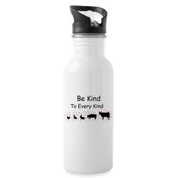 Vegan Vegetarisch Veganismus Tierlieb Tierrechte - Trinkflasche mit integriertem Trinkhalm - Weiß - Rechts