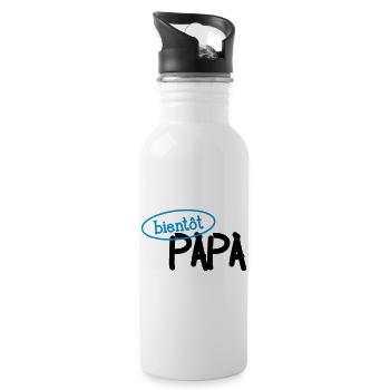 Bientôt Papa ! - Gourde avec paille intégrée - blanc - Droite