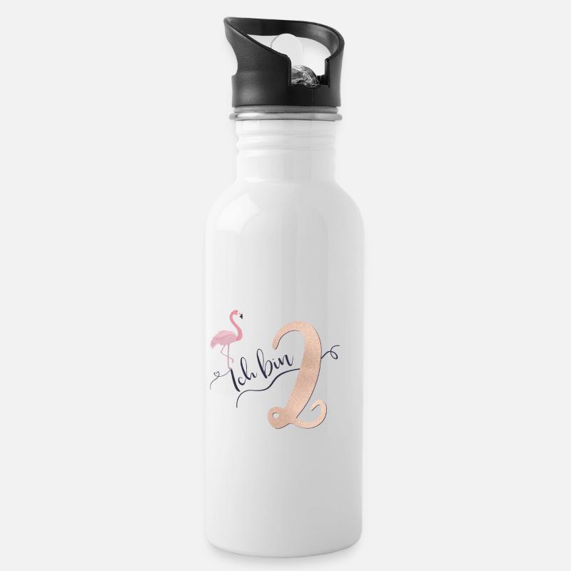 2. Geburtstag, zweiter Geburtstag, two, Birthday - Trinkflasche mit integriertem Trinkhalm - Weiß
