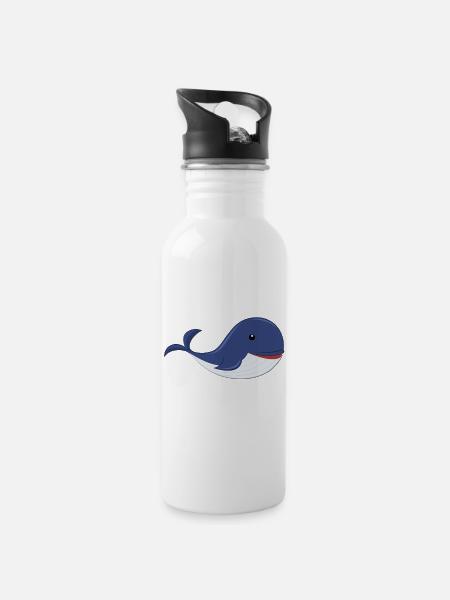 Whale whale - Water bottle with straw - white