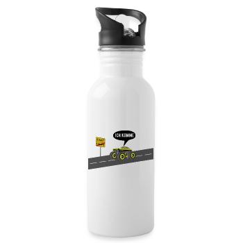 Schule ich komme - Trinkflasche mit integriertem Trinkhalm - Weiß - Rechts