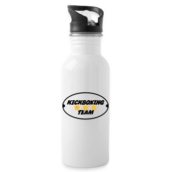 Kickboxen / Kickboxing / Kickboxer / Kick Boxing - Trinkflasche mit integriertem Trinkhalm - Weiß - Rechts