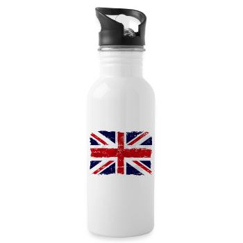 Union Jack - UK Flag - Trinkflasche mit integriertem Trinkhalm - Weiß - Rechts
