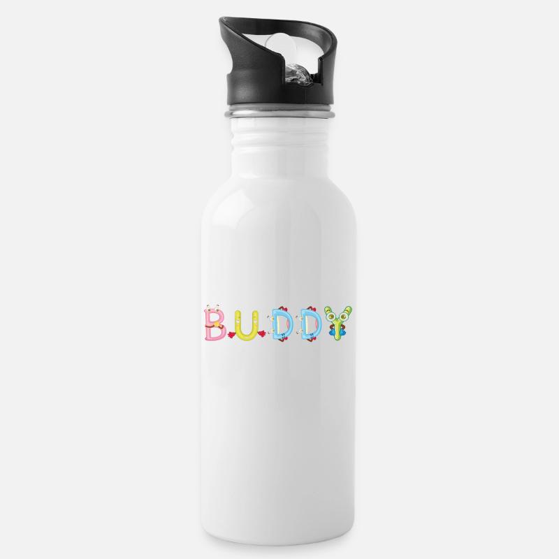 Buddy - Trinkflasche mit integriertem Trinkhalm - Weiß