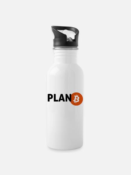 bitcoin - Water bottle with straw - white