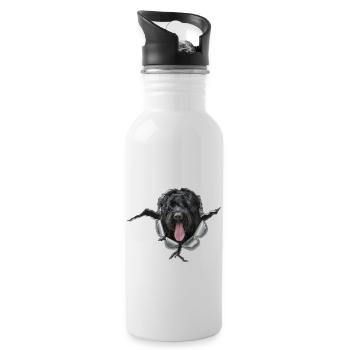 RussianBlackTerrier Metal - Water bottle with straw - white - Right