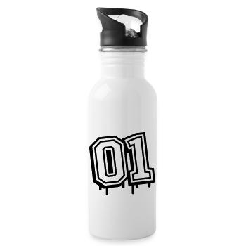 01 eins nummer 1 - Trinkflasche mit integriertem Trinkhalm - Weiß - Rechts