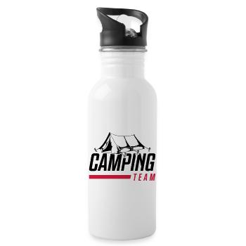 tent camping team - Water bottle with straw - white - Right