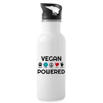 Vegan powered, vegan, vegan t shirts, vegan Hoodie - Water bottle with straw - white - Right