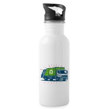 Ich Liebe Müllwagen Müllabfuhr Geschenkidee - Trinkflasche mit integriertem Trinkhalm - Weiß - Rechts