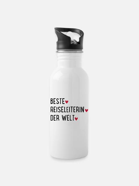 beste reiseleiterin - Trinkflasche mit integriertem Trinkhalm - Weiß