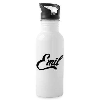 Emil Name Black - Water bottle with straw - white - Right