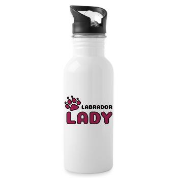 Labrador Lady mit Pfote stolze Hundebesitzerin - Trinkflasche mit integriertem Trinkhalm - Weiß - Rechts