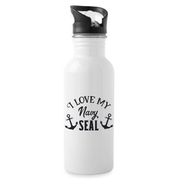 Ich liebe mein Navy Seal 01 - Trinkflasche mit integriertem Trinkhalm - Weiß - Rechts