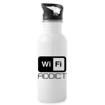 Wifi addict saying internet wifi text font - Water bottle with straw - white - Right