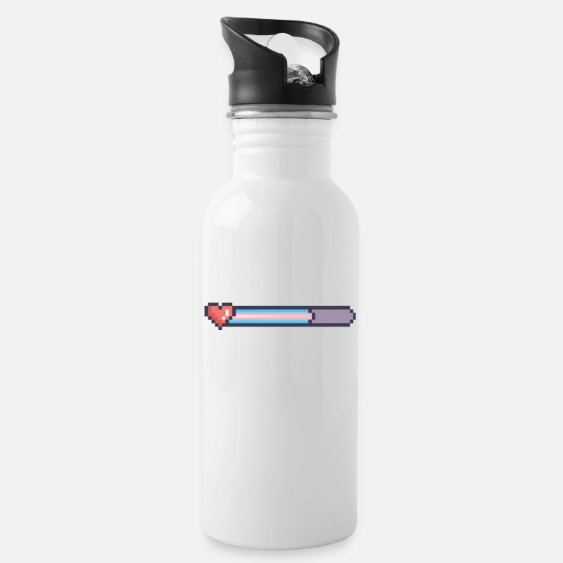 Trans Ladebalken - Trinkflasche mit integriertem Trinkhalm - Weiß
