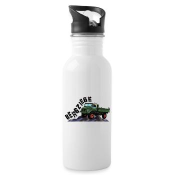 Bergziege - Unimog - Offroad - Oldtimer - Trinkflasche mit integriertem Trinkhalm - Weiß - Rechts