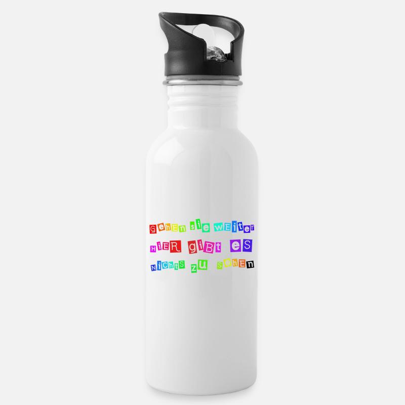 Gehen Sie weiter – Hier gibt es nichts zu sehen | - Trinkflasche mit integriertem Trinkhalm - Weiß