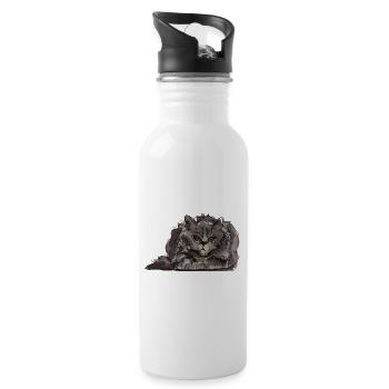 Fiese Katze - Trinkflasche mit integriertem Trinkhalm - Weiß - Rechts