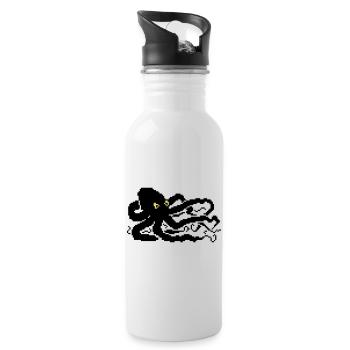 8bit pixel octopus - Trinkflasche mit integriertem Trinkhalm - Weiß - Rechts