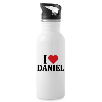 T-shirt J’adore Daniel t-shirt idée cadeau - Gourde avec paille intégrée - blanc - Droite