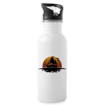 Segelboot Segeln Segler - Trinkflasche mit integriertem Trinkhalm - Weiß - Rechts