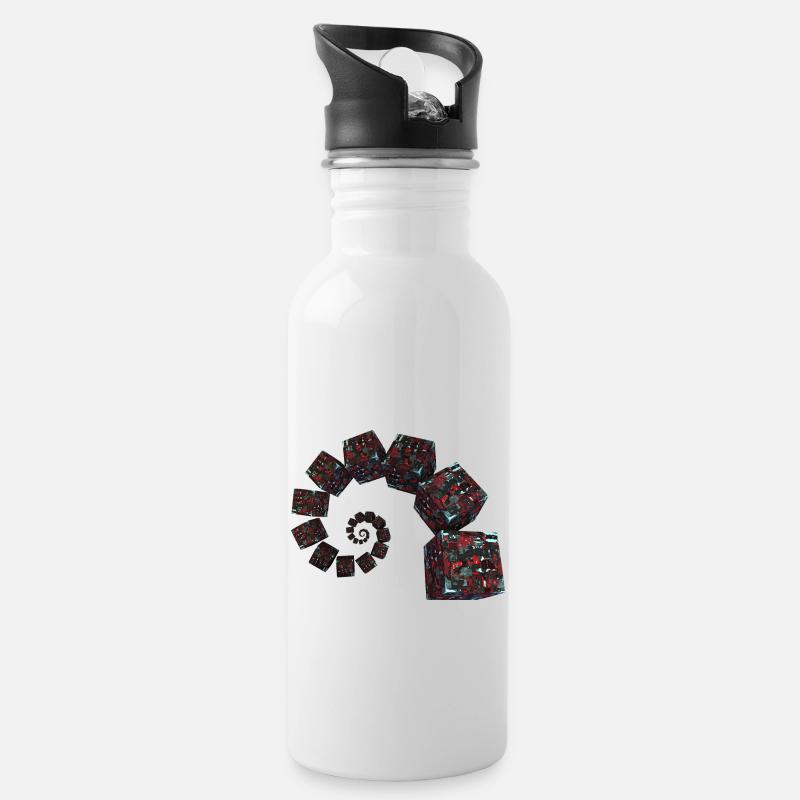 Goldener Schnitt Sci Fi Würfel - Trinkflasche mit integriertem Trinkhalm - Weiß