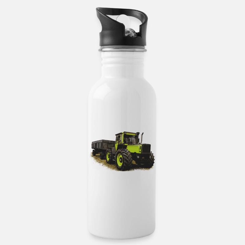 MB trac 1600 turbo avec remorque - Gourde avec paille intégrée - blanc