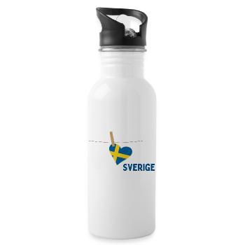 Herz Sverige - Trinkflasche mit integriertem Trinkhalm - Weiß - Rechts