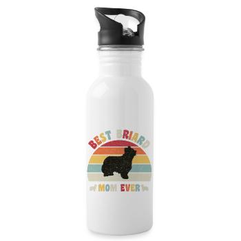 Best Briard mom ever dog lovers vintage retro - Trinkflasche mit integriertem Trinkhalm - Weiß - Rechts