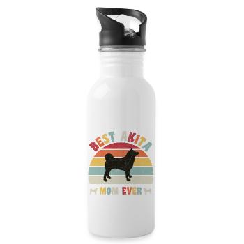 Best Akita mom ever dog lovers vintage retro - Trinkflasche mit integriertem Trinkhalm - Weiß - Rechts