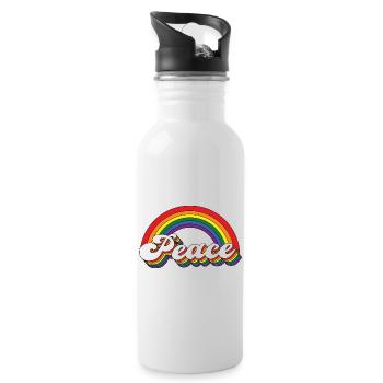 Peace Rainbow - Water bottle with straw - white - Right