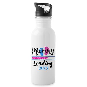 Mama loading 2023, werdende Mutter 2023 - Trinkflasche mit integriertem Trinkhalm - Weiß - Rechts