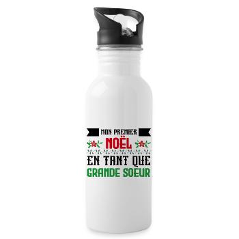 Le premier Noël en tant que grande sœur - Gourde avec paille intégrée - blanc - Droite