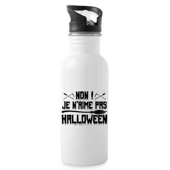 Anti halloween humour Je n'aime pas Halloween - Gourde avec paille intégrée - blanc - Droite