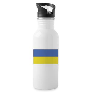 Ukraine Flag Flag - Water bottle with straw - white - Right