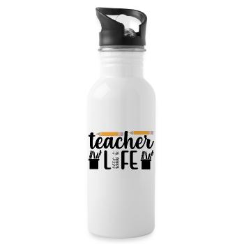 Teacher Life - Trinkflasche mit integriertem Trinkhalm - Weiß - Rechts