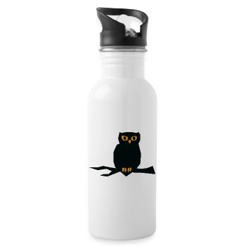 Hibou d’Halloween - Gourde avec paille intégrée - blanc - Droite