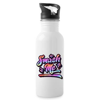 Smash Me | Jugendwort 2022 - Trinkflasche mit integriertem Trinkhalm - Weiß - Rechts