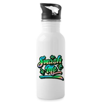 Smash Me | Jugendwort 2022 - Trinkflasche mit integriertem Trinkhalm - Weiß - Rechts
