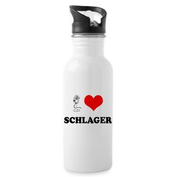 I love Schlager - Water bottle with straw - white - Right
