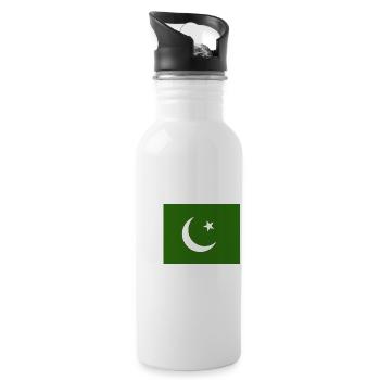 Pakistan National Flagge - Trinkflasche mit integriertem Trinkhalm - Weiß - Rechts