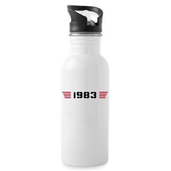 Année de naissance Anniversaire Né en 1983 - Fabriqué en 1983 - Gourde avec paille intégrée - blanc - Droite