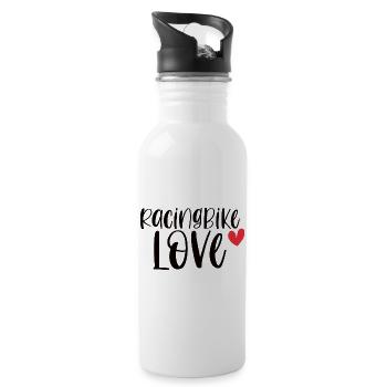 Racingbike Love! Fahrrad Sport Radsport Geschenk - Trinkflasche mit integriertem Trinkhalm - Weiß - Rechts